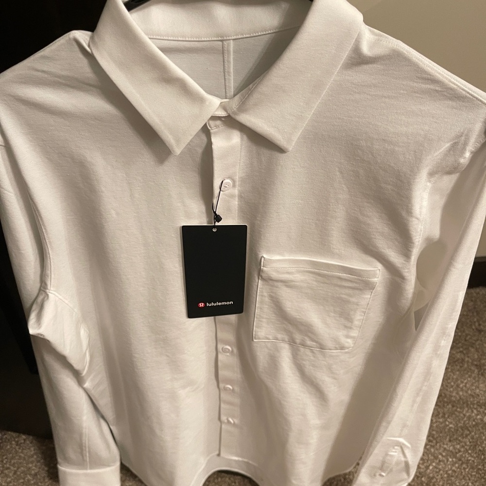 New Lululemon Mens Commission Long-Sleeve Shirt White